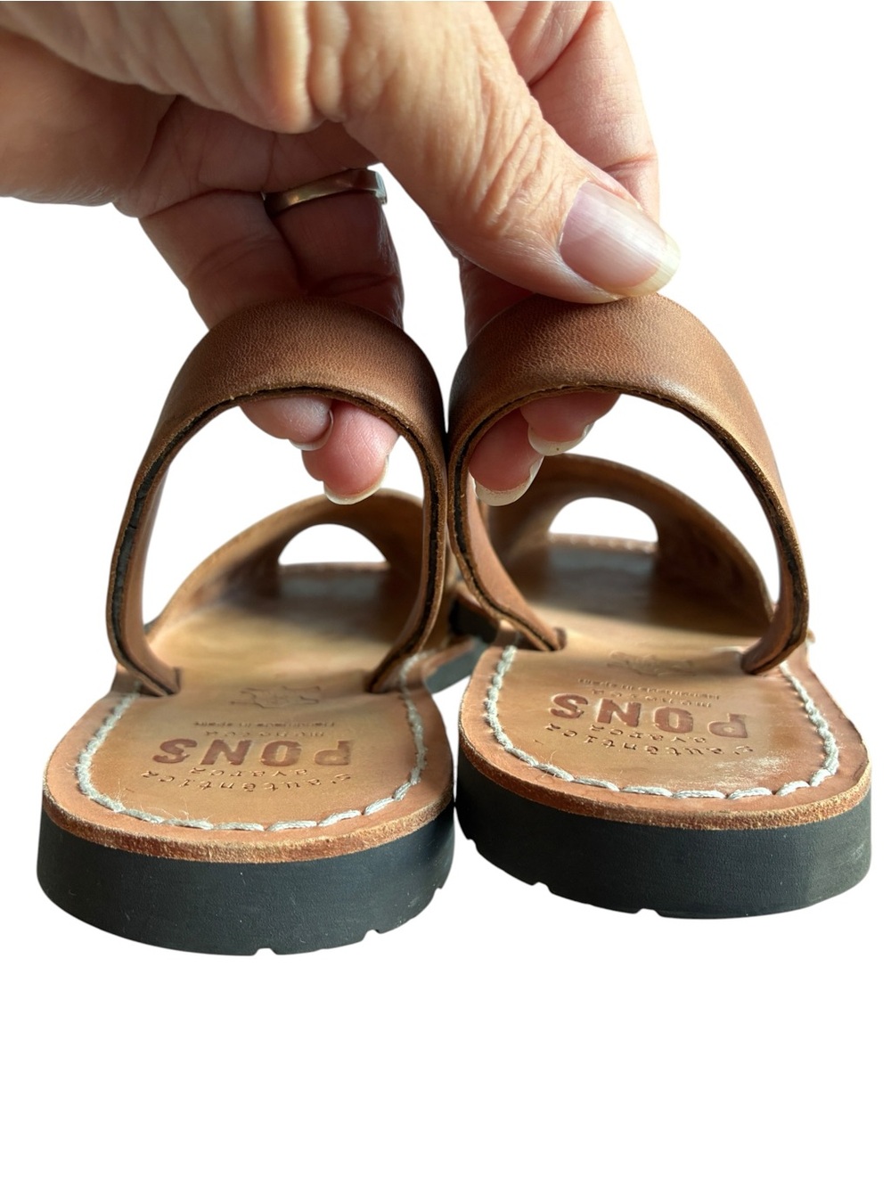 PONS Classic Avarca Menorca Leather Sandals Tan Brown Women’s 7 Spain - Picture 9 of 11